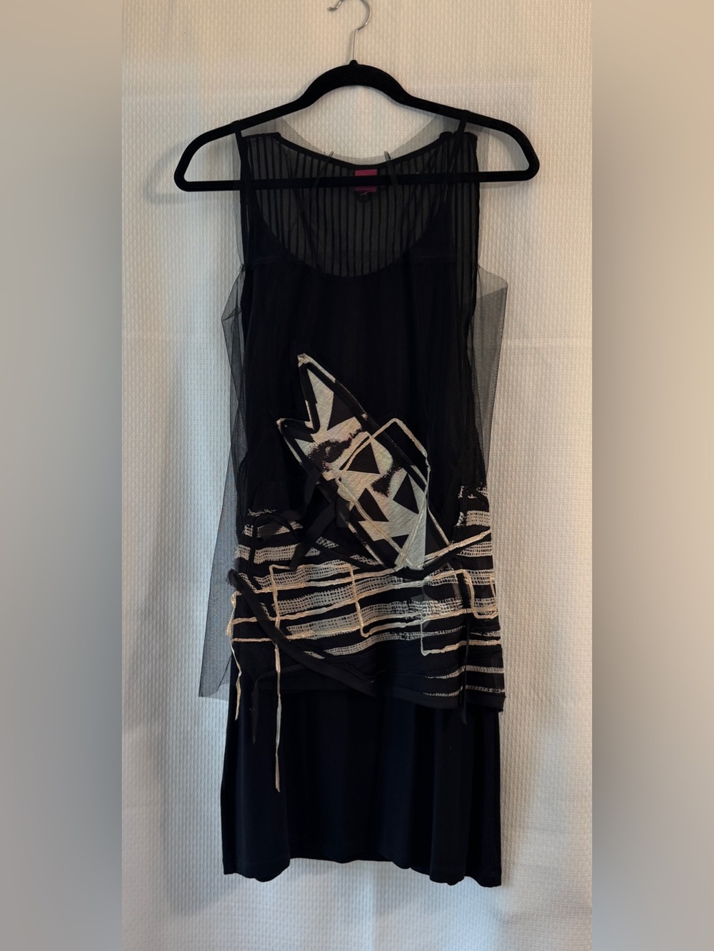 Save The Queen Vintage Silk Blend Mesh Set Avant Garde Geometric Dress Italy M